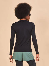 Załaduj obraz do przeglądarki galerii, Model Back: Uv Line T-Shirt Longsleeve Fem Skin Infratherm Preto Upf50+
