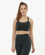 Załaduj obraz do przeglądarki galerii, Model Front: Alto Giro Fitness Haut Top Supplex Tiras Costas Preto