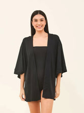 Załaduj obraz do przeglądarki galerii, Gallery: Uv Line Robe De Plage Kimono Color Black Upf50+