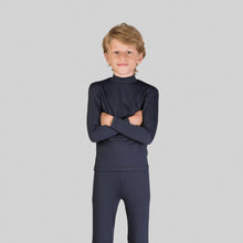 Załaduj obraz do przeglądarki galerii, Model Front: Uv Line T-Shirt Rash Guard Kids High-Neck Black Upf50+