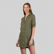 Załaduj obraz do przeglądarki galerii, Image 02: Uv Line Vêtement De Plage Shirtdress Copenhagen Verde Militar Upf50+