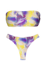 Załaduj obraz do przeglądarki galerii, Product Front: Rio De Sol Ensemble Set Tiedye-Purple Bandeau-Reto Fio
