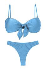 Załaduj obraz do przeglądarki galerii, Product Front: Rio De Sol Ensemble Set Shimmer-Baltic-Sea Bandeau-Knot Nice-Fio
