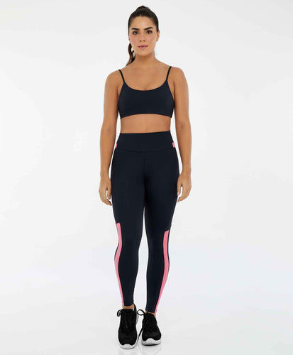 Model Front: Alto Giro Fitness Bas Legging Hyper Detalhe Cos Preto