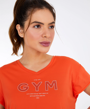 Załaduj obraz do przeglądarki galerii, Image 02: Alto Giro Fitness Haut T-Shirt Cropped Skin Fit Gym Laranja Pitanga
