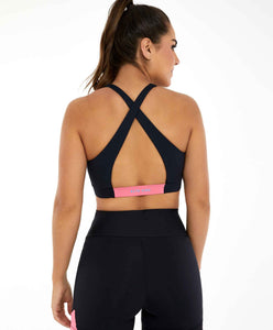 Model Back: Alto Giro Fitness Haut Top Hyper Costas Cruzadas Preto