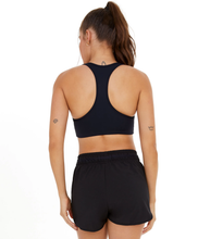 Załaduj obraz do przeglądarki galerii, Model Back: Alto Giro Fitness Haut Top Hyper Costas Nadador Preto
