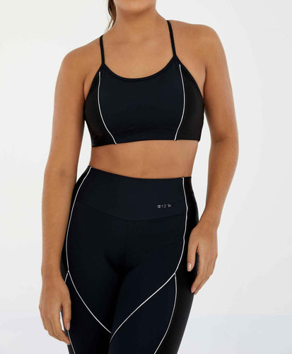 Model Front: Alto Giro Fitness Haut Top Hyper Recortes Atlanta Preto