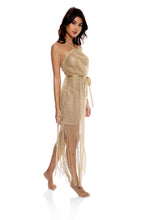 Załaduj obraz do przeglądarki galerii, Cross Halter Long Fringe Dress Gold Rush
