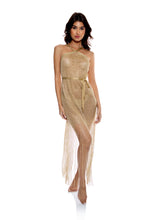 Załaduj obraz do przeglądarki galerii, Cross Halter Long Fringe Dress Gold Rush
