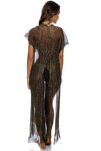 Załaduj obraz do przeglądarki galerii, Model Back: Luli Fama Vêtement De Plage Long Caftan Siren Dream Black Gold
