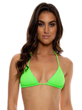 Załaduj obraz do przeglądarki galerii, Model Front: Luli Fama Haut Top Wavy Ruched Que Sera Sera Neon Lime
