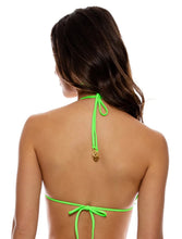 Załaduj obraz do przeglądarki galerii, Model Back: Luli Fama Haut Top Wavy Ruched Que Sera Sera Neon Lime
