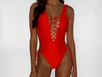 Załaduj i odtwarzaj film w przeglądarce Gallery, Video: Luli Fama Une Pièce Bodysuit Hot Tropics Red
