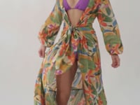 Załaduj i odtwarzaj film w przeglądarce Gallery, Video: Rio De Sol Vêtement De Plage Tropical Long Dress Verona
