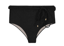 Załaduj obraz do przeglądarki galerii, Product Front: Rio De Sol Bas Bottom Shimmer-Black Belted-High-Waist
