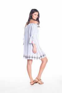 Model Back: Saha Vêtement De Plage Viento Blue Stripes