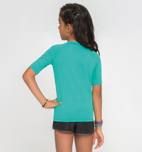 Załaduj obraz do przeglądarki galerii, Model Back: Uv Line T-Shirt Kids Fpu50+ Uvpro Short Sleeve T-Shirt Mint Green Uv
