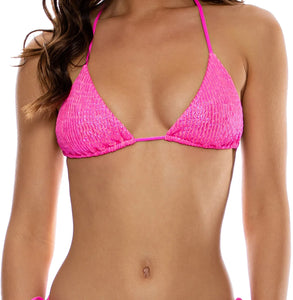 Top Wavy Ruched Bella Metallic Hot Pink